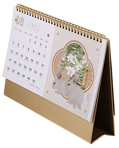 DIYEAH Tischkalender Im Minimalistischen Design Für Kaninchenjahr Stehender Flip-kalender Für Zuhause Und Büro Zur Planung Von Terminen Und Wichtigen Notizen