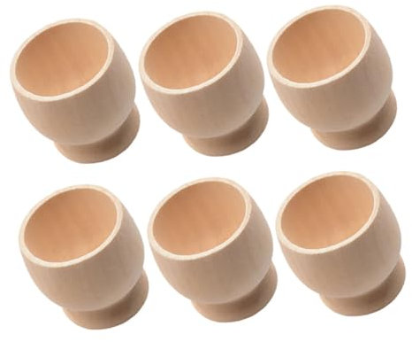 COLLBATH 6 Stück Holz Ostereierständer Unlackierte Eierbecher Für DIY-kinderprojekte Ostertischdeko Und Eierhalter Für Frühstück