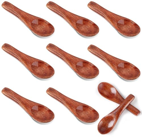 10 Pièces Mini Cuillère, Cuillère à épices Mini, Miel à Cuillère En Bois, Petites Cuillères, Cuillères à Sel, Mini Cuillère En Bois, Pour Sauces, épices De Sucre De Sel Trempe Au Miel