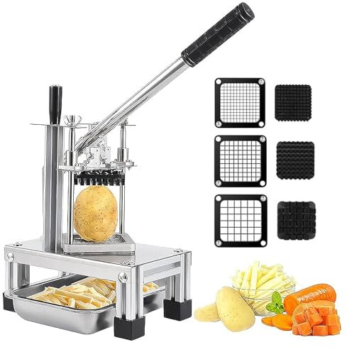 Kommersiell Grönsakshackare, Pommes Frites I Rostfritt Stål Manuell Potatisskärare 6-klyftare Och Citronpotatisskärare For Pommes Frites Med Förlängt Handtag