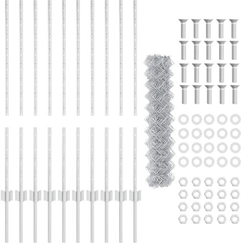 vidaXL Chain Link Fence Set - Galvanised Steel - 1x10 m - Silver - Privacy & Security - Outdoor Use - Easy Assembly with Components - Includes 10 U Posts - Durable Boundary for Gardens & Yards