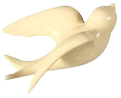Pájaro de Cerámica Estilo Nórdico Beige Decoración de Pared | Acabado Suave y Delicado, Uso Interior y Exterior, para Jardín y Sala de Estar