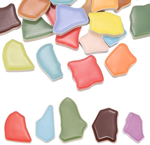 PATIKIL 500g/1.1LB Irregular Ceramics Mosaic Tiles, 0.79-1.57 Mosaic Stained Tile Broken Porcelain Pieces Stones Bulk for DIY Craft Making Vases Home Decoration, Mixed Colors