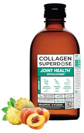 COLLAGEN SUPERDOSE BY GOLD COLLAGEN Joint Health- Complemento Líquido de Colágeno (75g), Vitamina C y D, Complemento para Articulaciones con Colágeno y Ácido Hialurónico Apoya Huesos y Músculos, 300ml