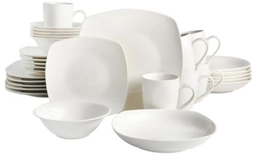 ZYAYNG Set di Stoviglie in Ceramica Set di stoviglie da 30 Pezzi Servizio da tavola Completo Stoviglie S 6 Persone Stoviglie Bianche di Ciotole di Porcellana per Stoviglie
