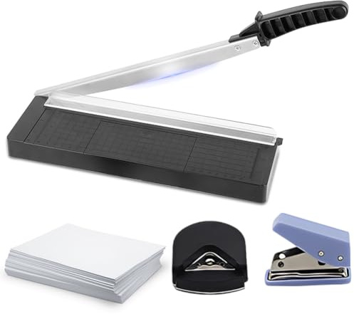 Cortador de papel A4 compacto de 34 cm, cortador manual de palanca para papel, fotos, etiquetas, cartón, para hasta 8 hojas A4-B7, máquina de corte de papel de precisión para oficina, escuela