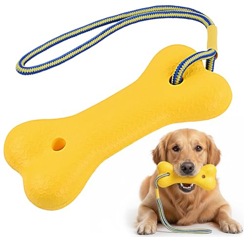 Ziyonix 24cm Schwimm Spielzeug für Hunde, Wasser Interaktives Hundespielzeug mit Nylonseil Trainieren und Apportieren im Wasser Wasserspielzeug Schwimmspielzeug für Mittelgroße Große Hunde (Gelb)