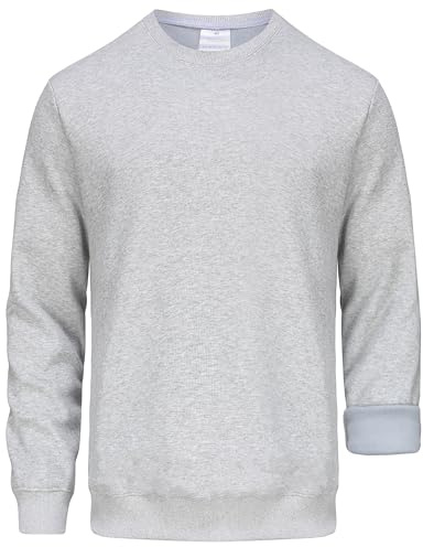 NORDIC OUTLAND Felpa da uomo pesante girocollo foderata in morbido pile, a maniche lunghe, classico caldo pullover basic top
