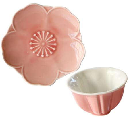 Warmhm Set Tazza da Cappuccino in Ceramica Rosa con Piattino