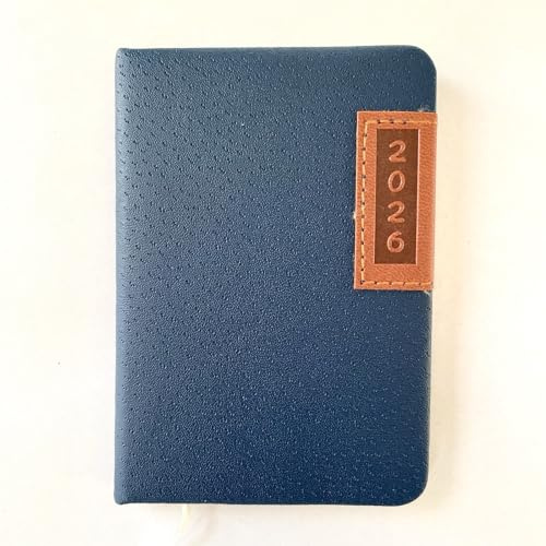 Taschenkalender 2026, A7, Wochenplaner Timer, Kalender A7, blau/braun, 7,5 x 11cm