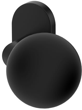 ERGO line Fest Schwarz Türknopf, 1 Oval Türknauf für Haustüren und Innentüren, Nicht Drehbar, Kugelknauf auf Ovalrosette, Feststehender Türknopf aus V2A Edelstahl