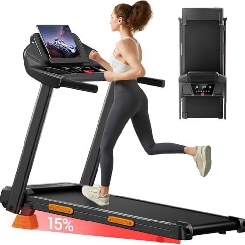 LONTEK Laufband Für Zuhause Klappbar 12KM/H | Laufbänder mit Herzfrequenzmonitor, Treadmill for Home mit 12 Trainingsprogrammen, Max Belastung 136KG, 3.0HP Motor