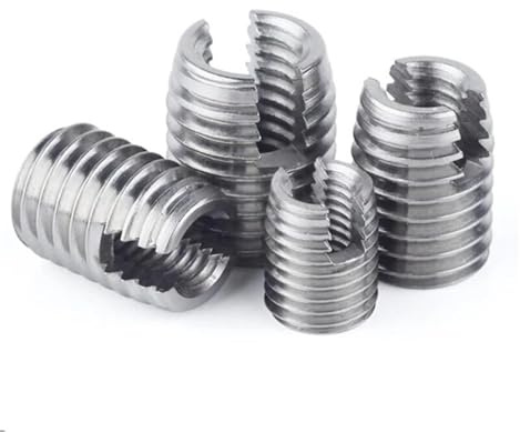 Écrous à insérer filetés autotaraudeurs à fente en 10/2 inserts filetés M2 à M16, de réparation filetage métallique, vis autotaraudeuse fente(Stainless steel,M2 (10pcs))