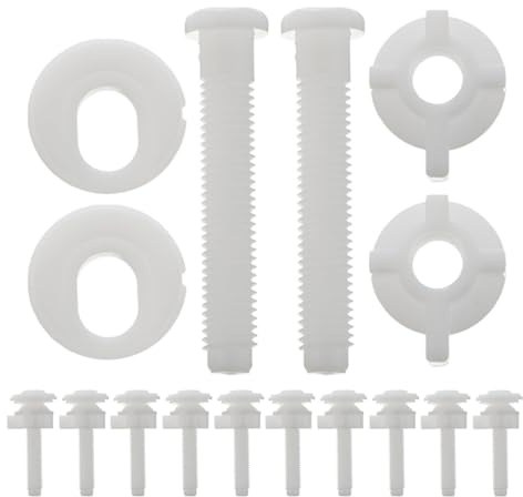 MAGICLULU 12 Pièces Kit Fixation Abattant Wc Plastique avec Rondelles Vis de Remplacement Stables et Compatibles pour Sièges Toilettes Fixation Sécurisée et Discrète pour Salle de Bain
