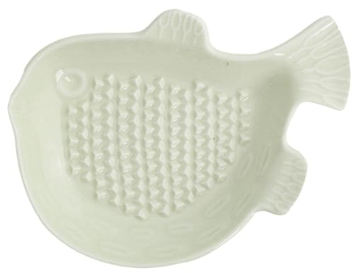 Lindo rallador de jengibre de cerámica, molinillo de jengibre en forma de pez globo, plato rallador de ajo de 4, 7x3, 5 pulgadas, fácil de limpiar para ajo, cebolla, cúrcuma, manzana