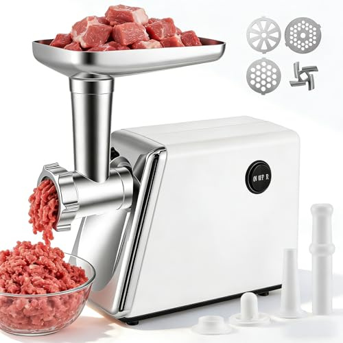 Electric Meat Grinder, Fast Meat Mincer Machine with Stainless Steel Blades, 3 Grinding Plates, 3 Sausage Maker, Kibbe Attachment, Food Grinder for Home Kitchen Commercial Use