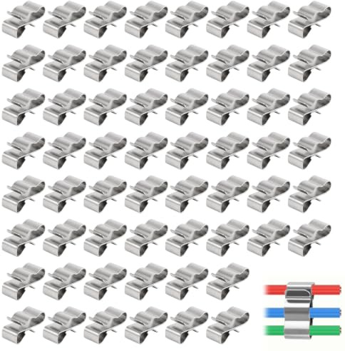 60 Stück Edelstahl Solarkabel Clips, Kabelhalter aus Rostfreiem Stahl, PV Kabelklemmen Kabelorganizer für Fotovoltaikanlagen, Kabelmanagement und Platzsparende Kabelbefestigung, Korrosionsbeständig