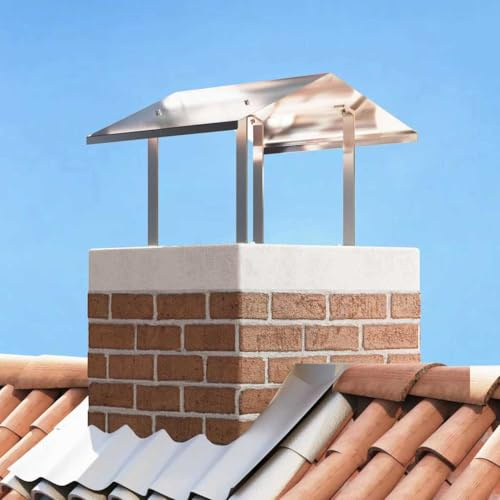 Mangloder - Campana para chimenea (acero inoxidable pulido, 50 x 50 x 37 cm, resistente al agua, resistente a la intemperie, fácil montaje, protección contra la lluvia y la suciedad)