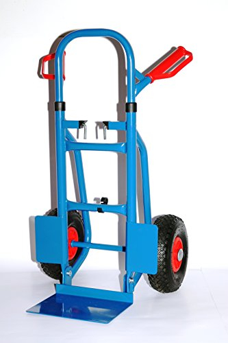 Sackkarre faltbar 250 kg, HxBxT: 120x50x53 cm, blau pannensicheren Gummireifen (klappbare Schaufel) (Transportkarre Stapelkarre Handkarre, Umzugskarre, leichte Sackkarre aus Stahl klappbar für Umzug)