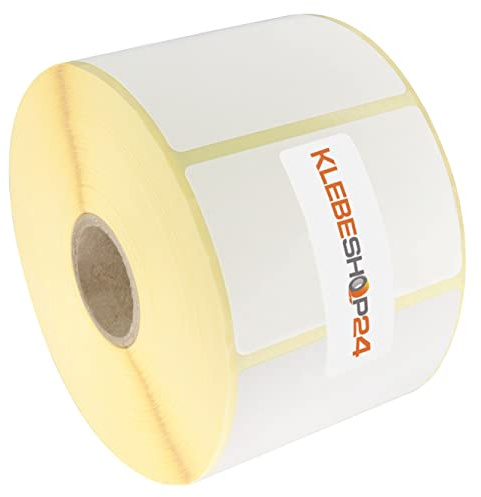 KLEBESHOP24 Thermodirekt Etiketten, 60 x 30 mm, 1500 Stück | selbstklebende Etiketten für Thermodrucker, 1 Zoll-Kern