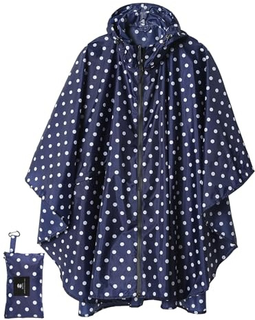 SaphiRose Unisex Rain Poncho Raincoat Hooded for Adults Women with Pockets (Point-Blue)