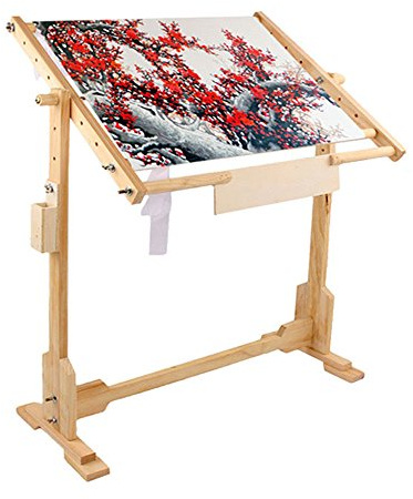 Stitch Floor Stand Wooden 80cm | Pine tapestry frame, 360° top, 5- height adjustment, non-slip leg joints