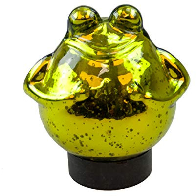 Schwimm-Frosch mittel Maße 12cm x 13cm in grün/glänzend aus Glas