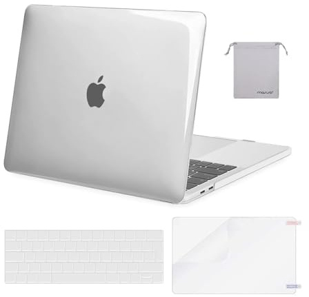MOSISO Hülle Kompatibel mit MacBook Pro 15 Zoll 2019 2018 2017 2016 Freigabe A1990 A1707 Touch Bar, Plastik Hartschale & Tastaturschutz&Displayschutz & Aufbewahrungstasche, Kristall Klar
