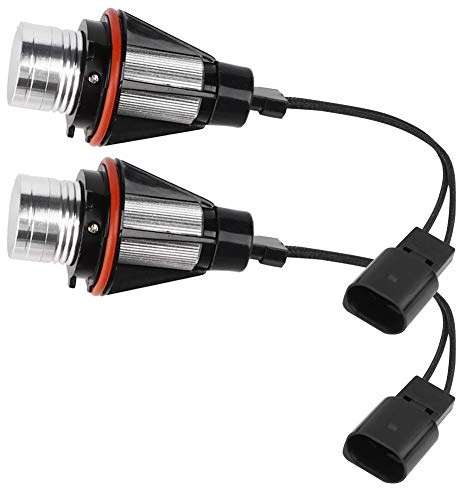 Qiilu Anillos LED Angel Eyes 2 ud, 6000K, 5 W, para faros de coche, compatibles con E39/E60/E61/E53/E63/E64/E65/E66/X3/X5, piezas OEM 6312694048/63126916097/63126929309