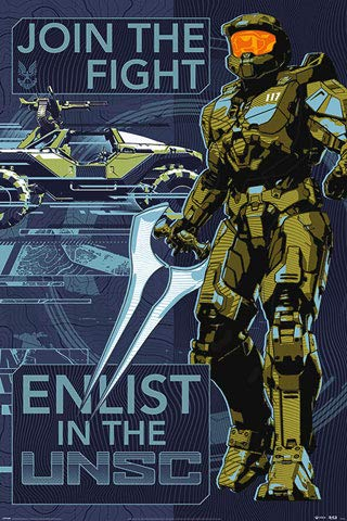 empireposter Halo - Infinite - Join The Fight - Games Poster - Grösse 61x91,5 cm + 2 St Posterleisten Alu 63 cm