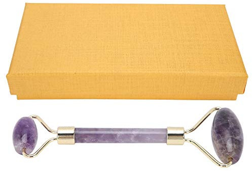 Jade Roller Face Massager Jade Facial und Gua Sha Set, Facial Massager Hautpflegeset für Anti-Aging, reduziert Augenfalten und Durchblutung(lila)