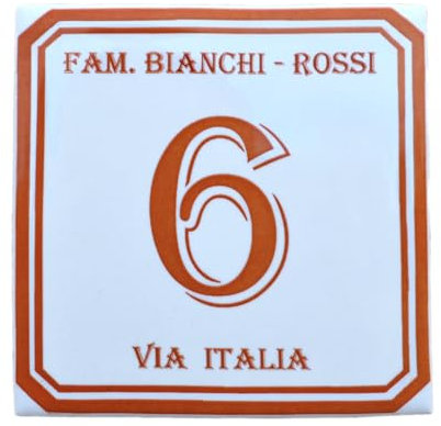 Ceramic'Arte Numero Civico Esterno Ceramica Personalizzato. RESISTENTE A VITA ALL'ESTERNO. INSERISCI TUTTO QUELLO CHE VUOI