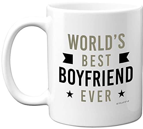 Stuff4 Tasse zum Jahrestag, Geschenk für ihn, Tasse mit Aufschrift Worlds Best Boyfriend Ever, Geschenke für Freunde, besonderen Ihn, Geburtstag, Valentinstag, Weihnachten, 325 ml, Keramik