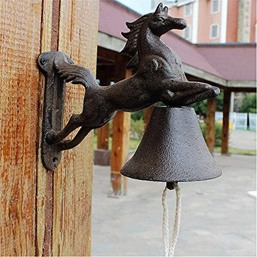 X&Z-XAOY Türklopfer Retro 3D Pferd Gusseisen Türklingel Traditionelle Metall Wandhalterung Türanruf Glocke Hängende Türklingel Vordere Türmöbel