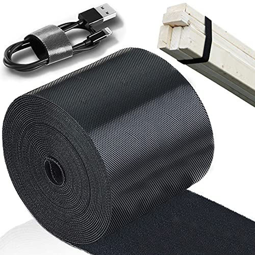 TEUVO 100MM x 3M Attache Câble Scratch, Serre Câble Bande pour Réutilisable Câble Management, DIY Artisanat Autour de Accueil et Bureau, Serre Cable en Nylon Noir