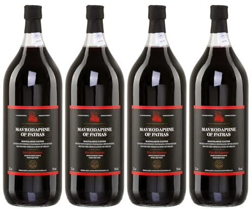 Mavrodaphne aus Patras 4x 2,0l Loukatos Likörwein rot | 15% Vol. | + 20ml Jassas Olivenöl