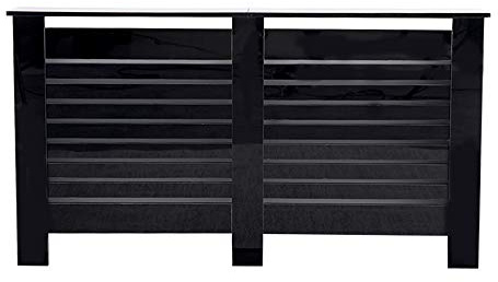 FUSIDE Radiator Cover Modern Deisgn,High Gloss Slatted Grills,White,Black,Grey Radiator Covers (Black-Large)