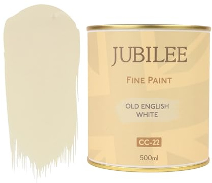 Guild Lane Jubilee Furniture Paint - Old English White 500ml - Chalk Paint Alternative for Wood, Metal, Glass & More - Durable, Water-Based, Soft Sheen Finish - No Primer or Wax Needed