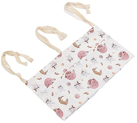 Syrisora Hängender Krippen-Organizer, Bedruckte Verstellbare Riemen, Baumwolle, Babybett-Aufbewahrung, Hängetasche, Windel-Organizer mit Zwei Taschen, Bett-Caddy-Organizer Bettgitter zu