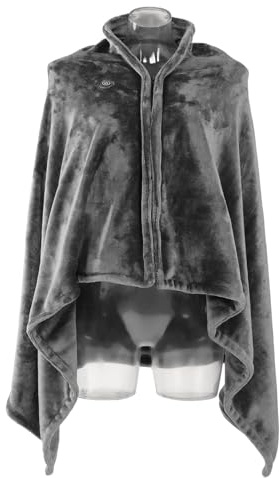 Sherpa Beheizte Kuscheldecke, 5 V USB-Plüsch-beheizter Schal, Tragbar, Beheizbarer Poncho mit 3 Heizstufen für Auto, Büro, Zuhause, Reisen, Grau