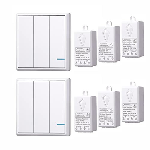 Lancoon Kit Interrupteur Sans Fil, Télécommande Bouton Poussoir Transmetteur Installation Facile Pour Maison Douille Lumière E26 E27 Socle Ampoule