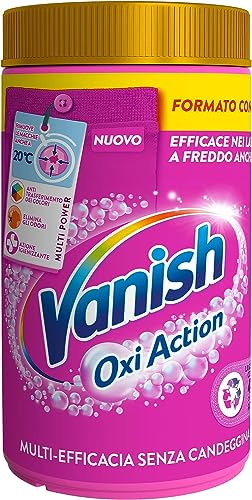 Vanish Oxi Action Multipower Polvere Rosa, Smacchiatore per Capi Colorati, 1 Confezione da 1,5Kg di Smacchiatore per Bucato, Additivo Lavatrice Multiazione senza Candeggina