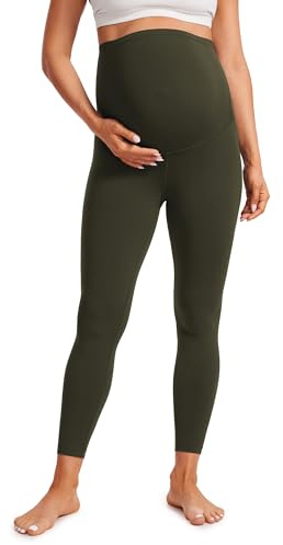 CRZ YOGA Women's Butterluxe 25 Maternity Leggings - Over Bump Workout Leggings Pregnancy Soft Belly Support Yoga Pants Olive Green 10