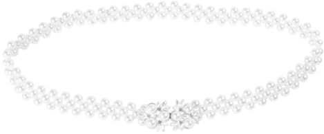 ieron Dam brud elastiskt pärlbälte elegant vit pärlstav kristall strass retro dekorativt midjebälte för brudtärna bröllopsklänning, 61 cm, blomma, flower 25