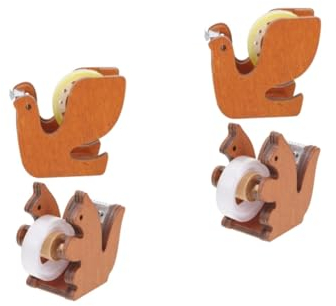 Operitacx 4stücke Holz Tape Dispenser Vintage Tiere Design Für Büro Und Zuhause Eleganter Klebebandhalter Mit Integriertem Cutter Zufällige Farbwahl Für Scrapbooking Und Kunstprojekte