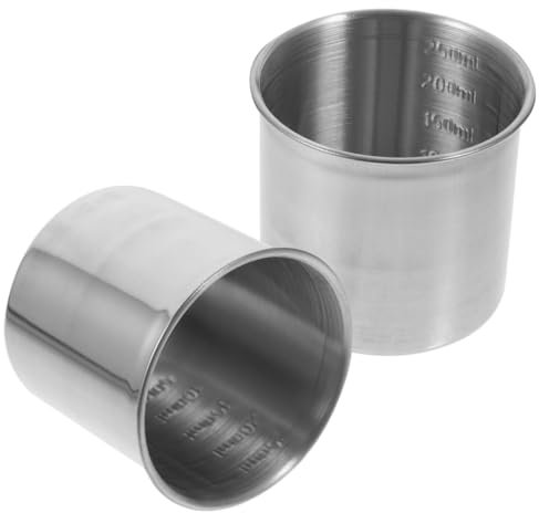 MOLUCKFU Stainless Steel Measuring Cups 250ml Scaled Household Baking Rice Measuring Containers Food-Friendly Metal Cups 2pcs Set for Kitchen Use