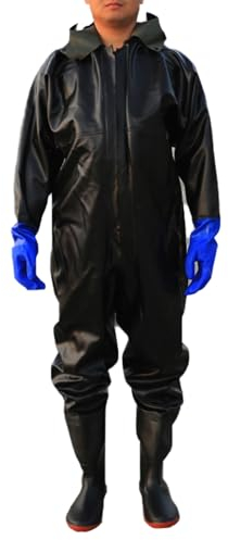 Wansiman Waders con Stivali,Scafandro,Corpo Intero Trampolieri con Cappello,Pantaloni da Pesca,Uomo Donna,Unisex,Impermeabile,Traspirante,per Sport all'Aria Aperta,Caccia,Giardinaggio,Pescatore