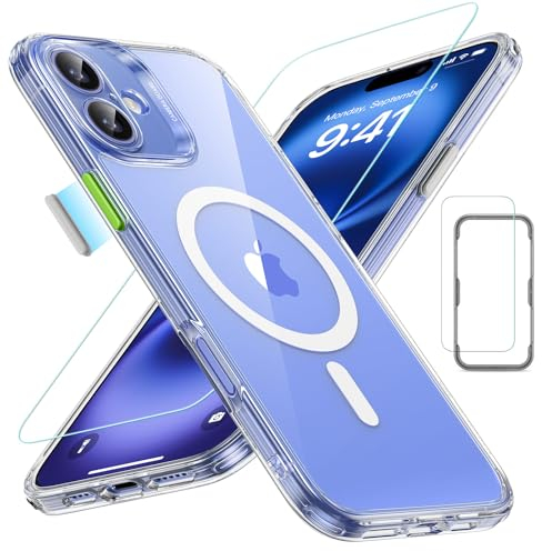 ESR für iPhone 16 Hülle (4 in 1) Set, Transparente Matte Hülle mit Displayschutzfolie, Kompatibel mit MagSafe, Militärnorm Schutz, Classic Serie,Mattiertes Kla