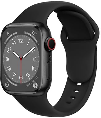 ELETTRONEO SBC1 Bracelet Sport pour Apple Watch Band Ultra 3 2 49mm, Series 11 10 46mm, 9 8 7 45mm 41mm, SE 6 5 4 44mm 40mm, 3 2 1 42mm 38mm Femme Homme Silicone, Noir