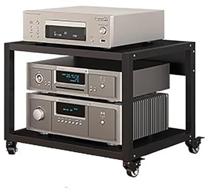 HiFi-Ständer mit 2 3 4 5 Ebenen, rollbares Audio-/Video-Komponenten-Schrankregal mit höhenverstellbarem Regal und Rädern, Stereo-Ständer für das Wohnzimmer, Audio-Video-Medien-Organizer (Grö